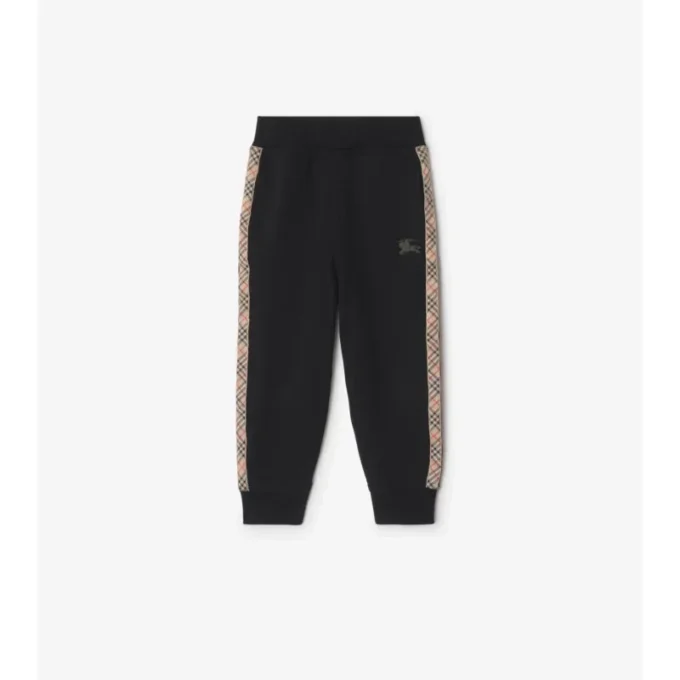 Bavlněné joggingové kalhoty s kostkovaným lemováním Bavlněné joggingové kalhoty s kostkovaným lemováním