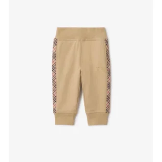 Bavlněné joggingové kalhoty s kostkovaným lemováním