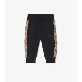 Bavlněné joggingové kalhoty s kostkovaným lemováním