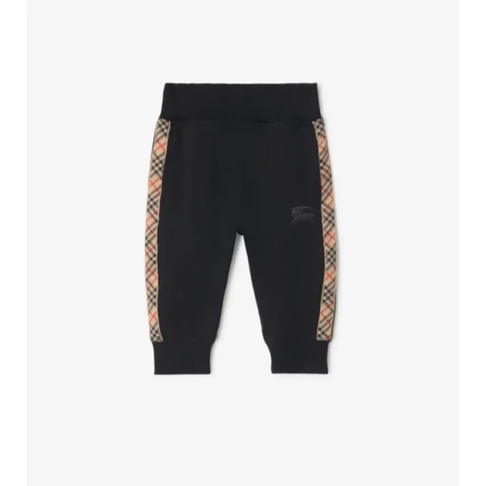 Bavlněné joggingové kalhoty s kostkovaným lemováním