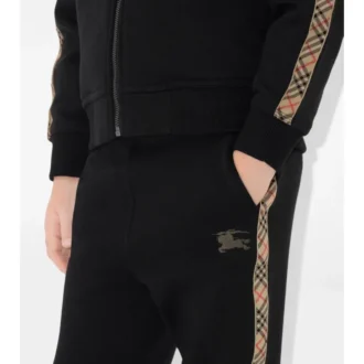 Bavlněné joggingové kalhoty s kostkovaným lemováním