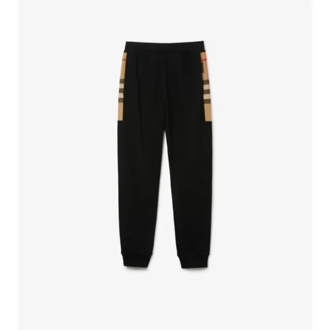 Bavlněné joggingové kalhoty s kostkovanými panely Bavlněné joggingové kalhoty s kostkovanými panely