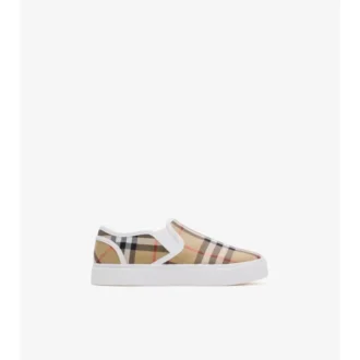 Bavlněné slip-on tenisky s kostkovaným vzorem