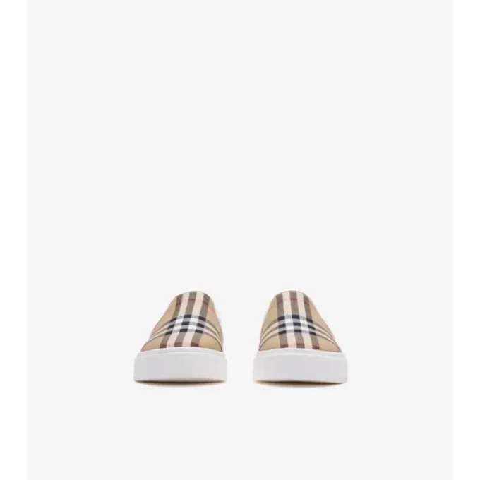 Bavlněné slip-on tenisky s kostkovaným vzorem
