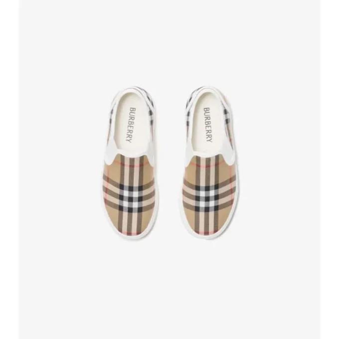 Bavlněné slip-on tenisky s kostkovaným vzorem