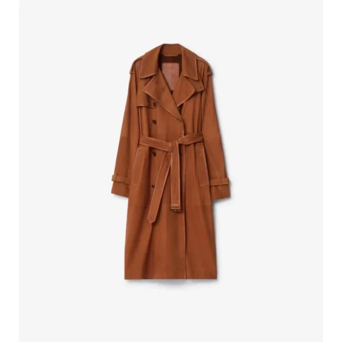 Dlouhý Castleford Trench Coat z nubuku Dlouhý Castleford Trench Coat z nubuku