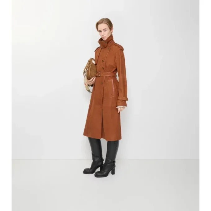 Dlouhý Castleford Trench Coat z nubuku Dlouhý Castleford Trench Coat z nubuku