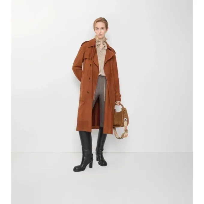 Dlouhý Castleford Trench Coat z nubuku Dlouhý Castleford Trench Coat z nubuku