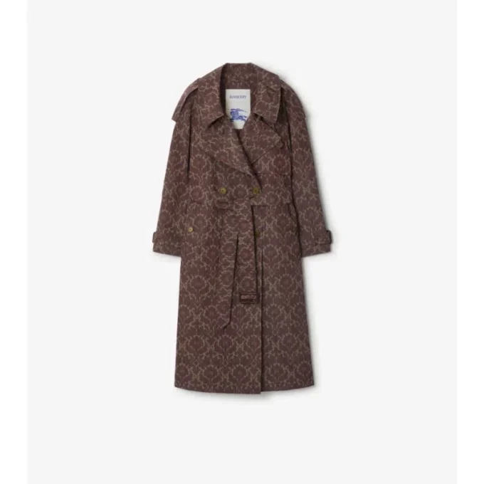 Dlouhý Fitzrovia Trench Coat z viskózové směsi s barokním vzorem Dlouhý Fitzrovia Trench Coat z viskózové směsi s barokním vzorem