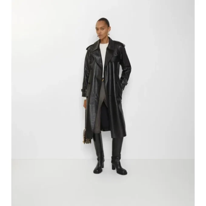 Dlouhý kožený Trench Coat Castleford Dlouhý kožený Trench Coat Castleford