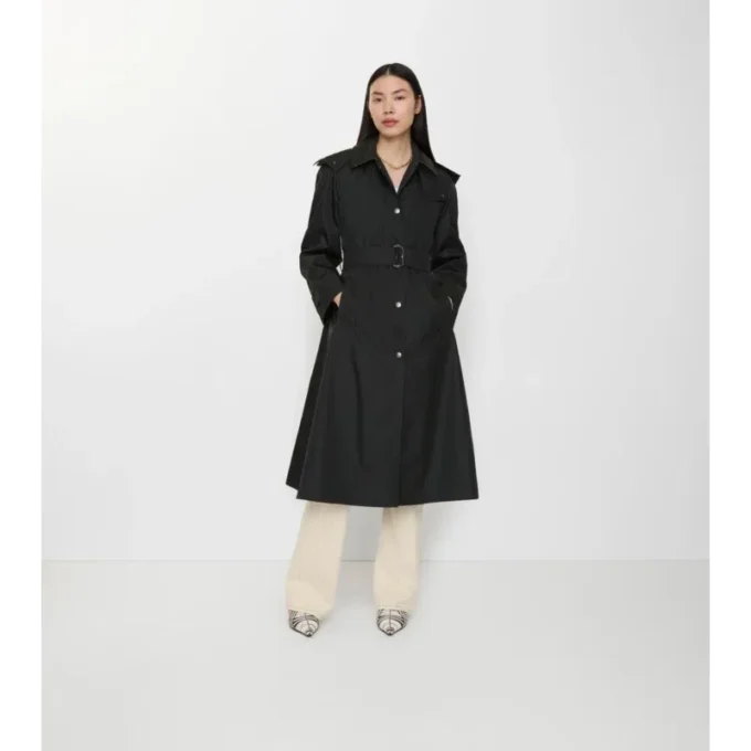 Dlouhý nylonový Car Coat s kapucí Dlouhý nylonový Car Coat s kapucí