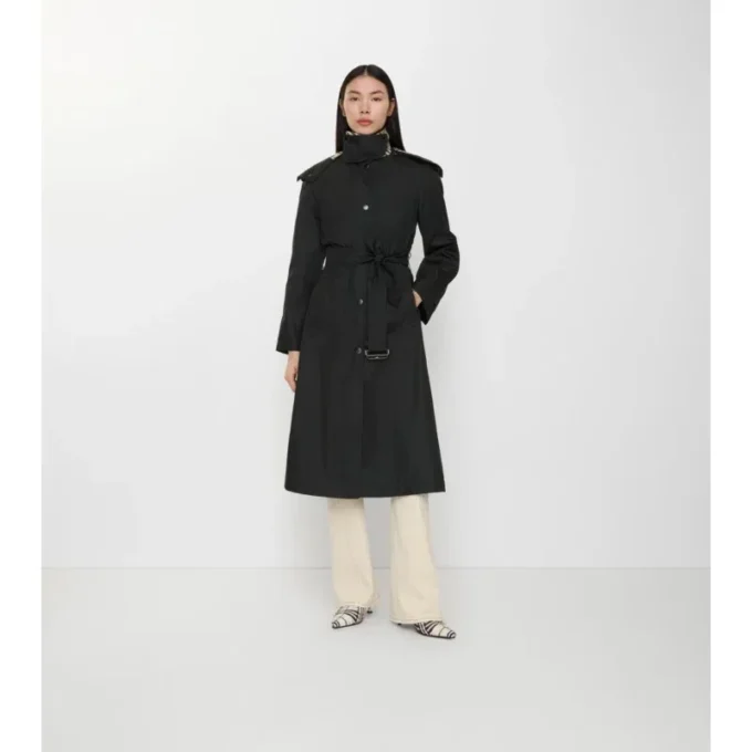 Dlouhý nylonový Car Coat s kapucí Dlouhý nylonový Car Coat s kapucí