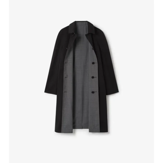 Dlouhý oboustranný vlněný Car Coat Parkbury s kostkovaným vzorem Dlouhý oboustranný vlněný Car Coat Parkbury s kostkovaným vzorem