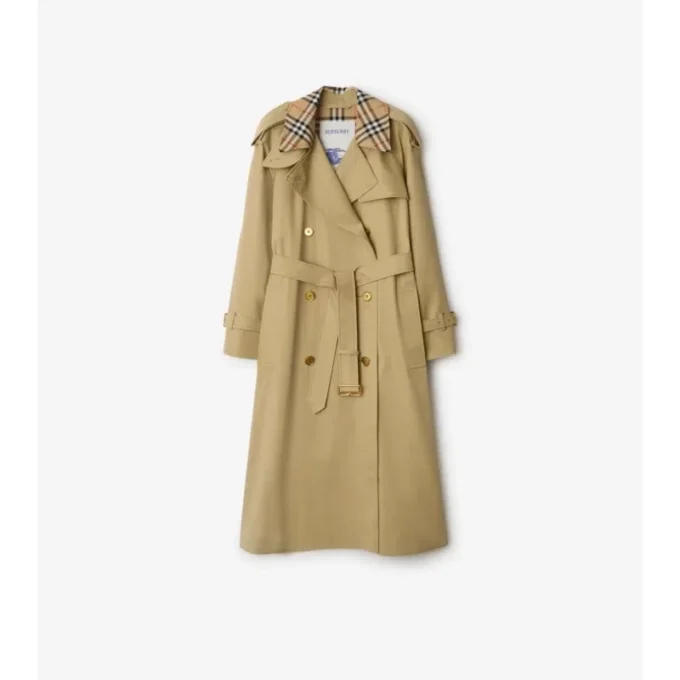 Dlouhý Trench Coat Castleford s kostkovaným límcem Dlouhý Trench Coat Castleford s kostkovaným límcem