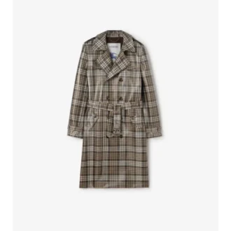 Dlouhý Trench Coat Foxfield s kostkovaným potiskem a efektem rafie