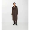 Dlouhý Trench Coat z hedvábné bavlny s kostkovaným límcem Dlouhý Trench Coat z hedvábné bavlny s kostkovaným límcem