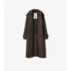 Dlouhý Trench Coat z hedvábné bavlny s kostkovaným límcem Dlouhý Trench Coat z hedvábné bavlny s kostkovaným límcem
