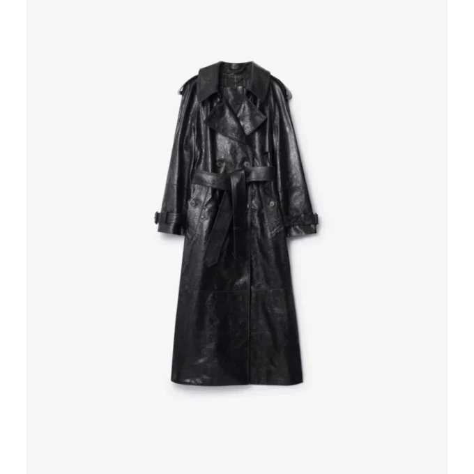 Dlouhý Trench Coat z reliéfní kůže Dlouhý Trench Coat z reliéfní kůže
