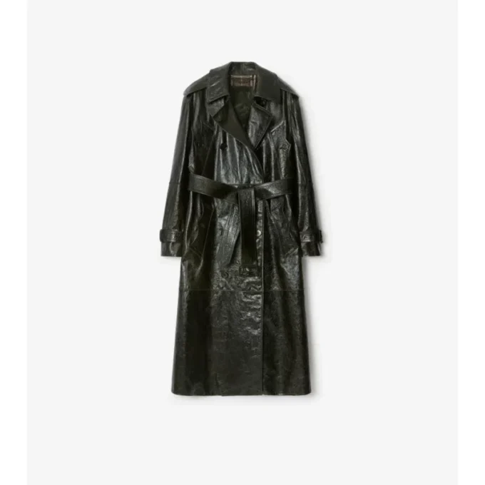 Dlouhý Trench Coat z reliéfní kůže Dlouhý Trench Coat z reliéfní kůže