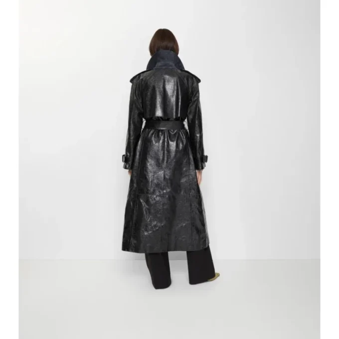Dlouhý Trench Coat z reliéfní kůže Dlouhý Trench Coat z reliéfní kůže