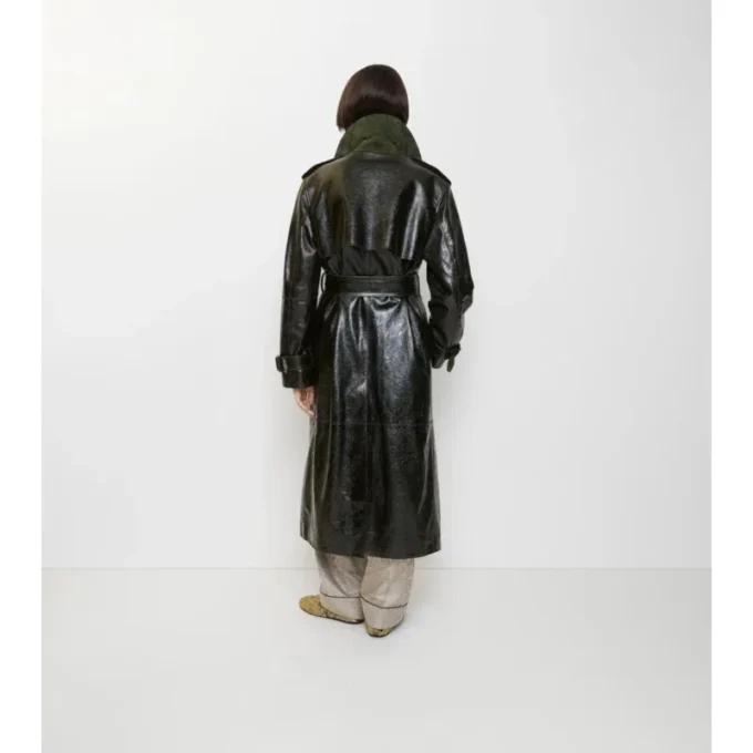 Dlouhý Trench Coat z reliéfní kůže Dlouhý Trench Coat z reliéfní kůže