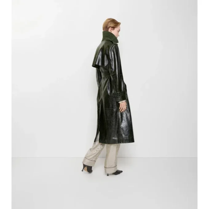 Dlouhý Trench Coat z reliéfní kůže Dlouhý Trench Coat z reliéfní kůže