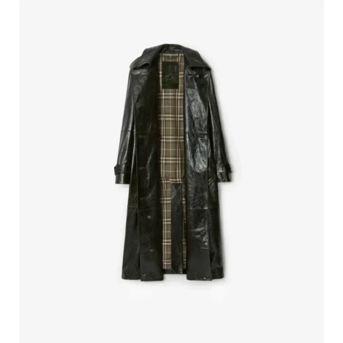 Dlouhý Trench Coat z reliéfní kůže Dlouhý Trench Coat z reliéfní kůže
