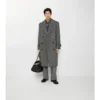 Dlouhý Trench Coat z vlny s rybí kostkou Dlouhý Trench Coat z vlny s rybí kostkou