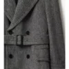 Dlouhý Trench Coat z vlny s rybí kostkou Dlouhý Trench Coat z vlny s rybí kostkou