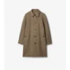 Dlouhý vlněný Car Coat Dual Burberry s rybí kostkou Dlouhý vlněný Car Coat Dual Burberry s rybí kostkou