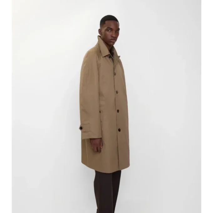 Dlouhý vlněný Car Coat Dual Burberry s rybí kostkou Dlouhý vlněný Car Coat Dual Burberry s rybí kostkou