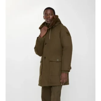 Gabardine parka s ovčí kožešinou