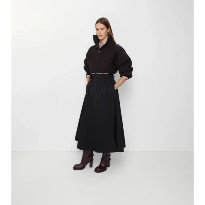 Gabardine trenčkotová midi sukně Gabardine trenčkotová midi sukně