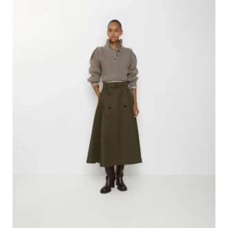 Gabardine trenčkotová midi sukně