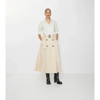 Gabardine trenčkotová midi sukně
