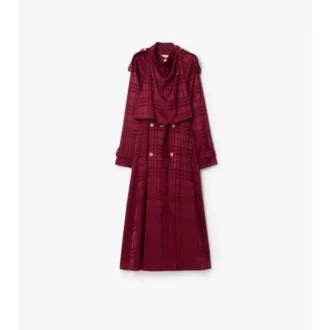 Hedvábný Trench Coat s kostkovaným vzorem