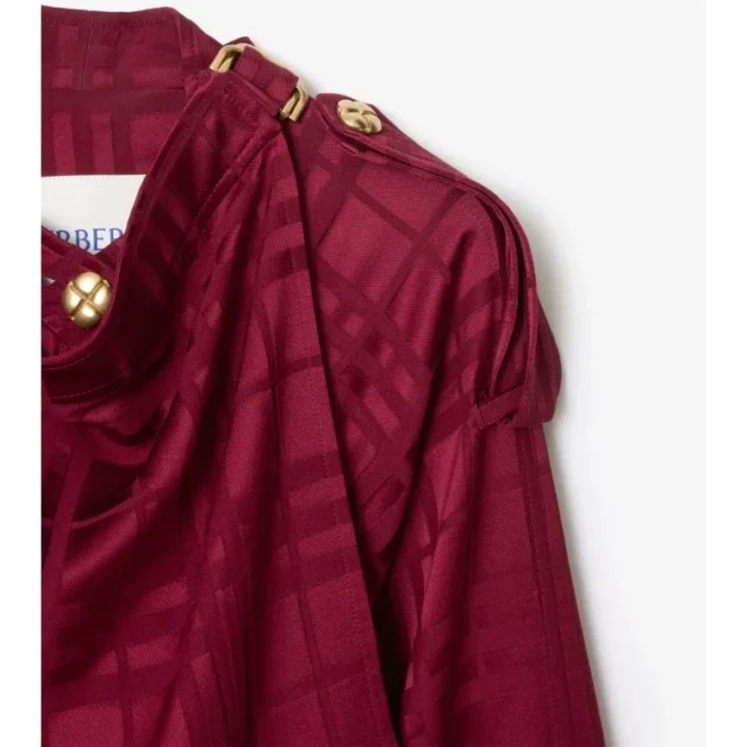 Hedvábný Trench Coat s kostkovaným vzorem Hedvábný Trench Coat s kostkovaným vzorem