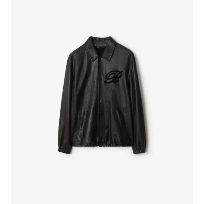 Kožená košile s kurzívním logem Kožená košile s kurzívním logem