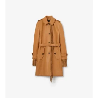 Krátký kožený Car Coat s třásněmi Krátký kožený Car Coat s třásněmi