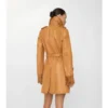 Krátký kožený Car Coat s třásněmi Krátký kožený Car Coat s třásněmi