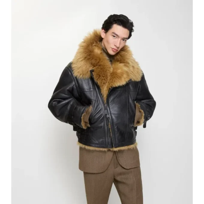 Krátká letecká bunda z ovčí kůže Krátká letecká bunda z ovčí kůže