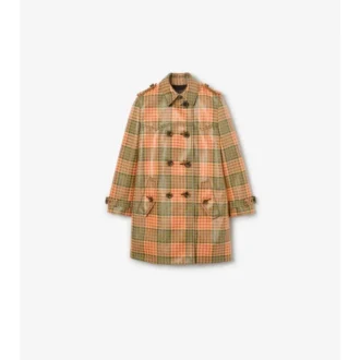 Krátký Trench Coat Summerside s kostkovaným potiskem a efektem rafie