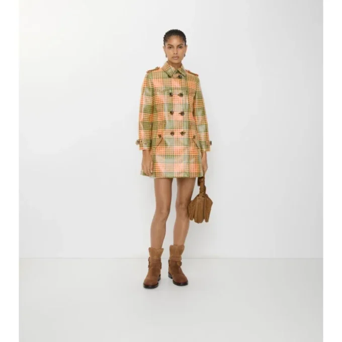Krátký Trench Coat Summerside s kostkovaným potiskem a efektem rafie Krátký Trench Coat Summerside s kostkovaným potiskem a efektem rafie
