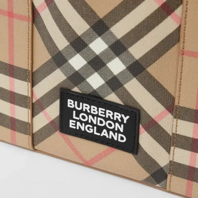 Logo Appliqua Vintage Check E-Canvas Tote Logo Appliqua Vintage Check E-Canvas Tote