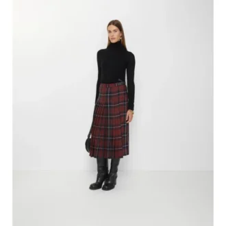 Midi kilt z vlněné směsi s kostkovaným vzorem