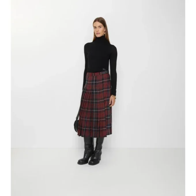 Midi kilt z vlněné směsi s kostkovaným vzorem Midi kilt z vlněné směsi s kostkovaným vzorem