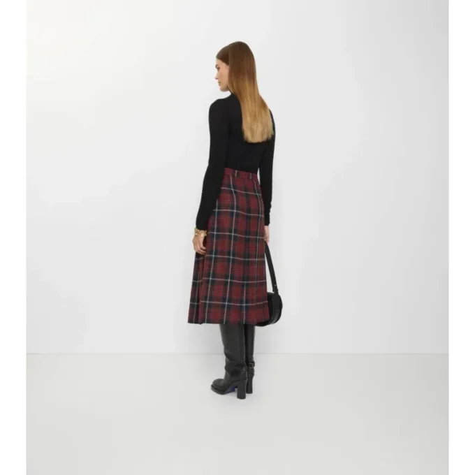 Midi kilt z vlněné směsi s kostkovaným vzorem Midi kilt z vlněné směsi s kostkovaným vzorem