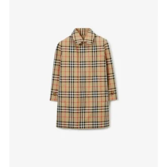 Oboustranný Car Coat z gabardínu s kostkovaným vzorem Oboustranný Car Coat z gabardínu s kostkovaným vzorem