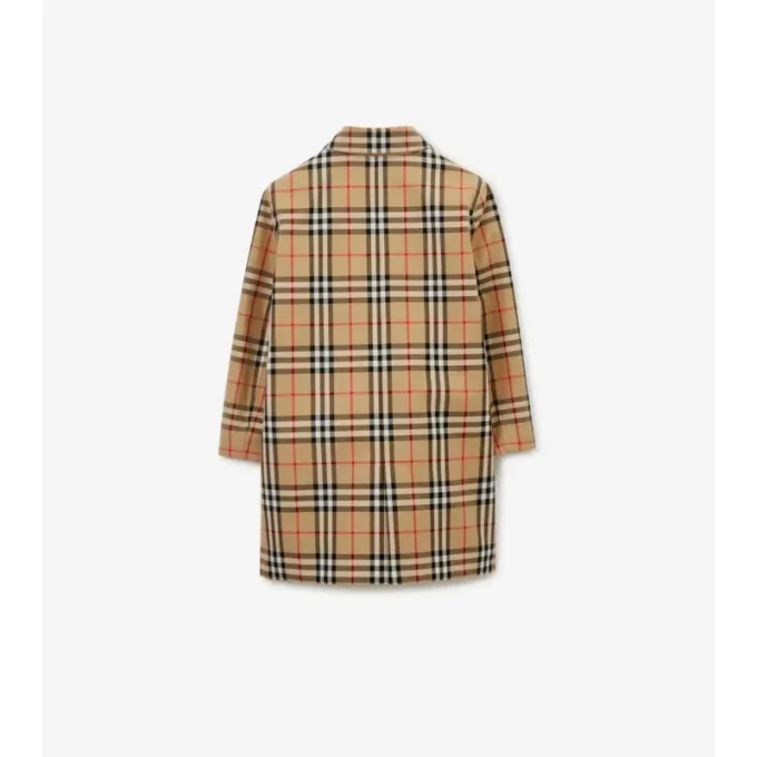 Oboustranný Car Coat z gabardínu s kostkovaným vzorem Oboustranný Car Coat z gabardínu s kostkovaným vzorem