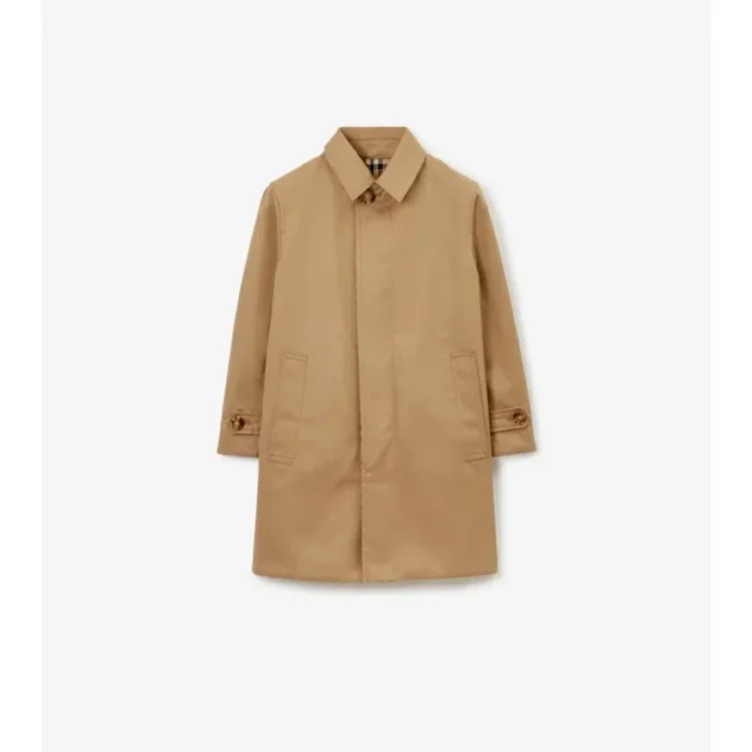 Oboustranný Car Coat z gabardínu s kostkovaným vzorem Oboustranný Car Coat z gabardínu s kostkovaným vzorem